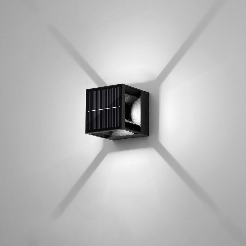 Applique murale LED en aluminium à rayures carrées solaires modernes et minimalistes pour jardin 