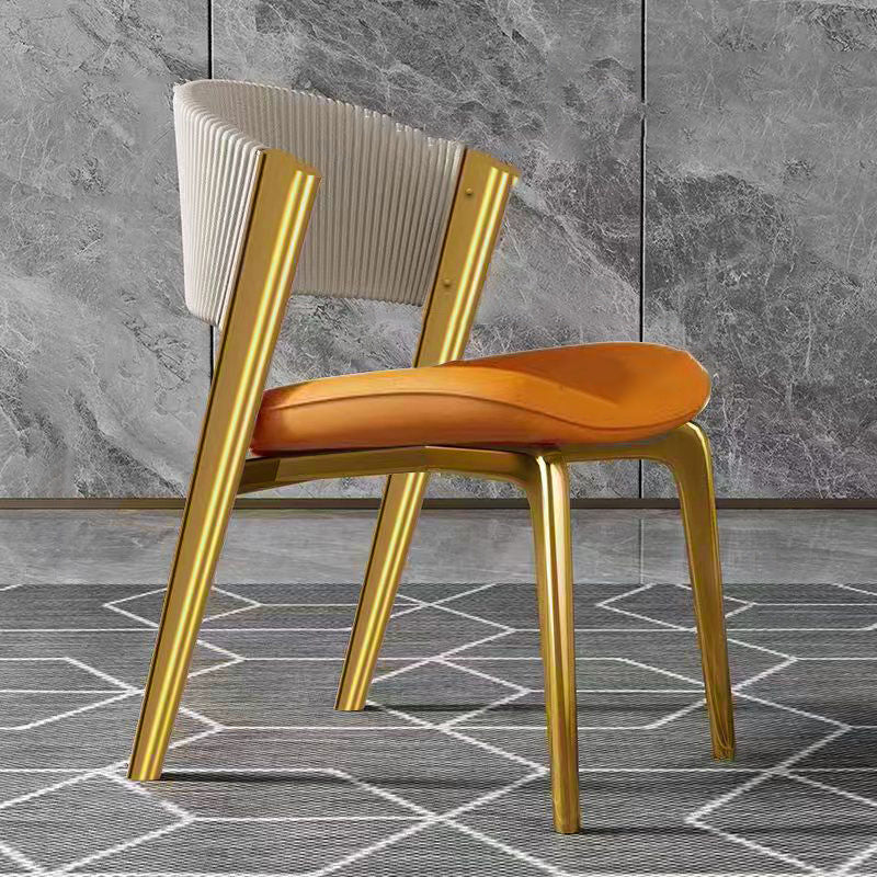 Modern Luxury Square Faux Leather Carbon Steel Foam Dining Chair Four Legs Backrest For Dining Room