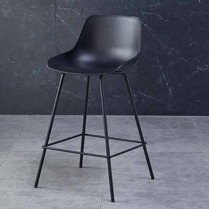 Simplicité Contemporaine Tabouret de Bar en Plastique Courbé Couleur Unie avec Dossier et Repose-pieds pour Salle à Manger 