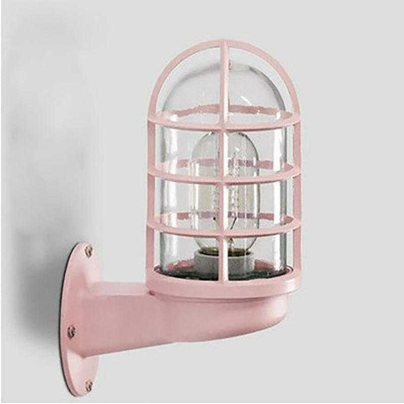 Contemporary Industrial Aluminum Round Cage 1-Light Waterproof Wall Sconce Lamp For Entryway