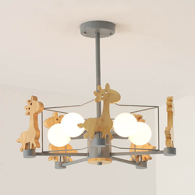 Skandinavischer moderner Kinder-Giraffen-Diamant-Pentagramm-Eisen-5-Licht-Insel-Kronleuchter 