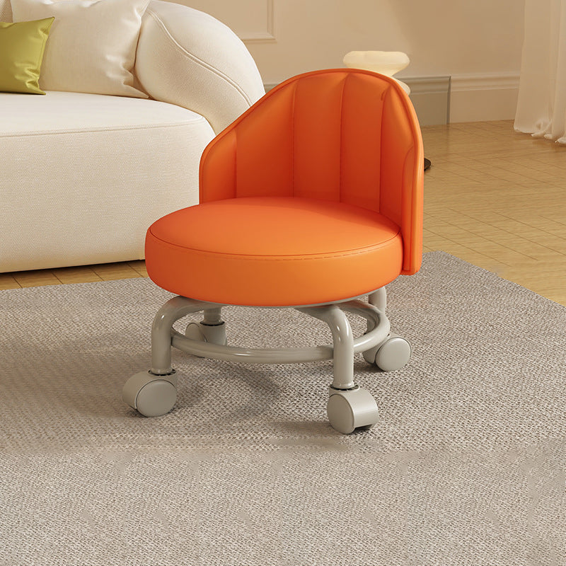Modern Minimalist Removable Round Curved Corner Faux Leather Iron Chair Backrest Armless For Living Room