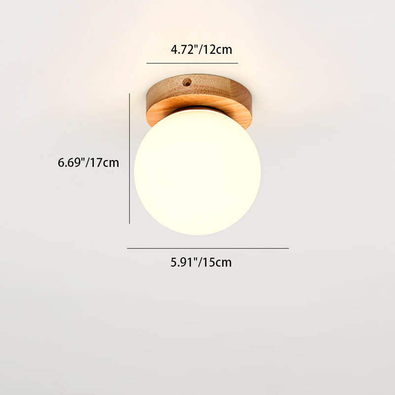 Modern Nordic Minimalist Wood Circular Square 1-Light Semi-Flush Mount Ceiling Light