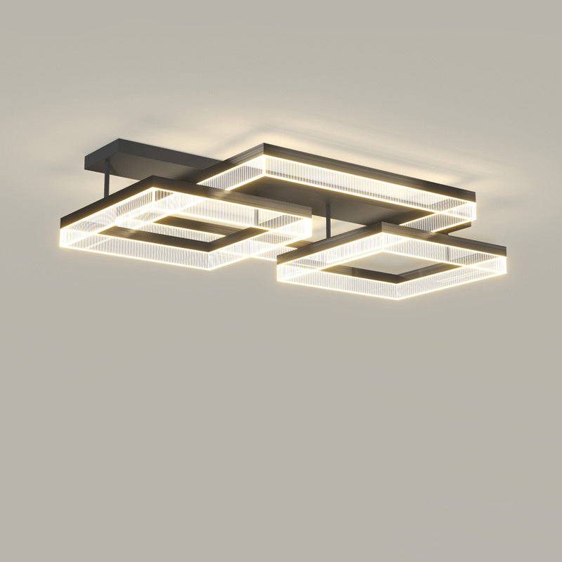 Moderne minimalistische Aluminium Eisen Acryl quadratische rechteckige LED Unterputz Deckenleuchte für Wohnzimmer 