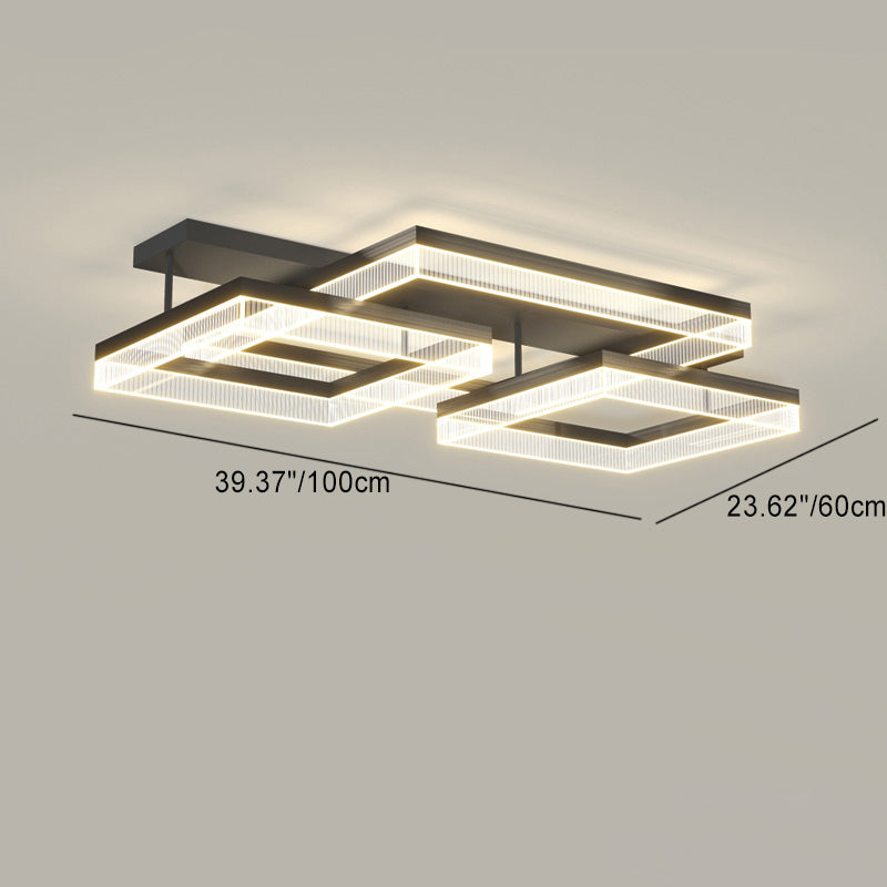 Moderne minimalistische Aluminium Eisen Acryl quadratische rechteckige LED Unterputz Deckenleuchte für Wohnzimmer 