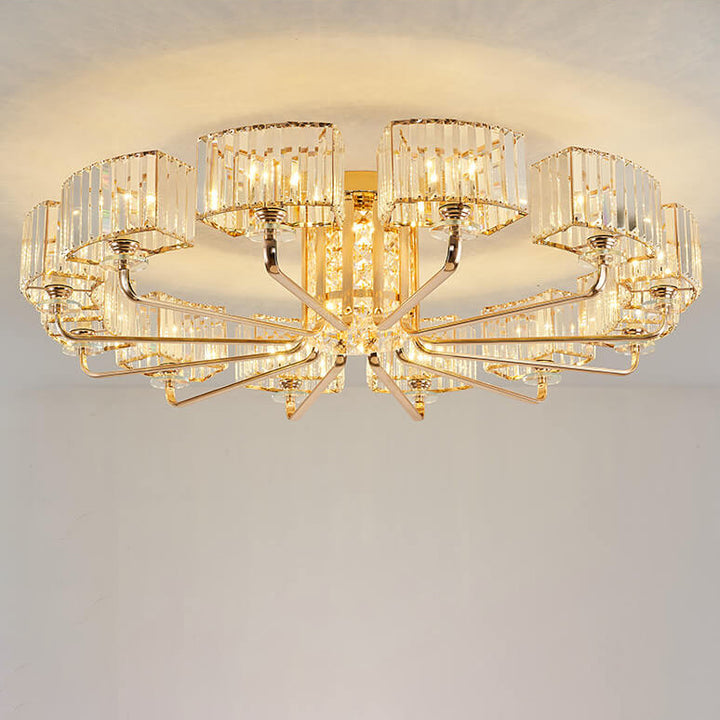 Plafonnier encastré à 6/8/10/12 lumières en cristal de luxe moderne 