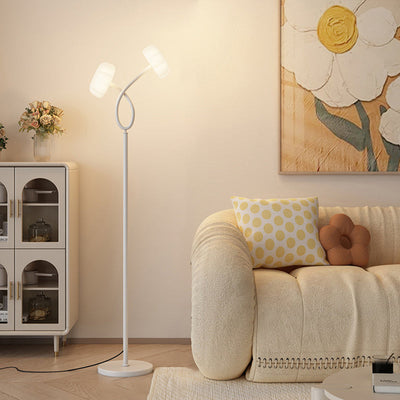 Zeitgenössische kreative gekreuzte Blumen Eisen Kunststoff LED Stehlampe für Wohnzimmer 