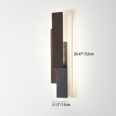 Applique murale LED rectangulaire en fer géométrique avec texture de grain de bois imitation simplicité contemporaine pour salon 