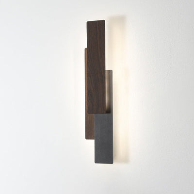 Applique murale LED rectangulaire en fer géométrique avec texture de grain de bois imitation simplicité contemporaine pour salon 