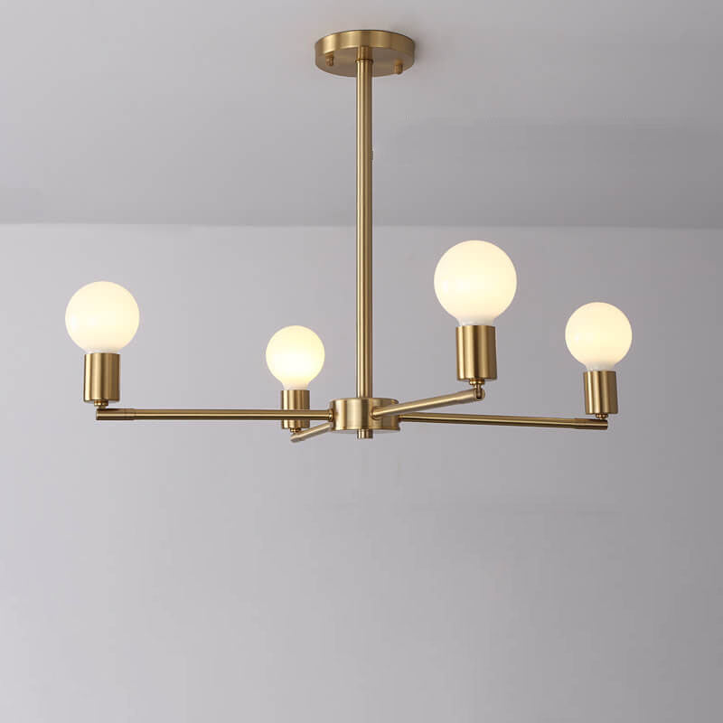 Contemporary Nordic Copper Branch Design 3/4/6/8/10-Light Chandelier For Living Room