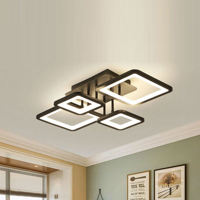 ضوء سقف LED أكريليك شبه مثبت بتصميم حديث ومزيج من المربعات البسيطة للأجهزة لغرفة المعيشة 