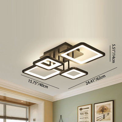 ضوء سقف LED أكريليك شبه مثبت بتصميم حديث ومزيج من المربعات البسيطة للأجهزة لغرفة المعيشة 
