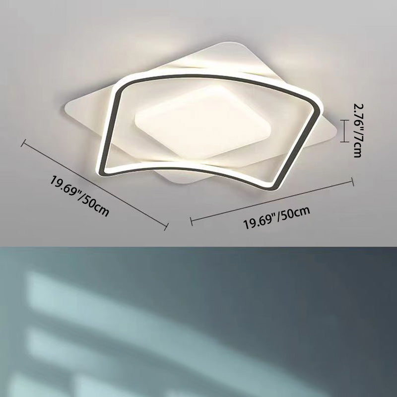 Plafonnier LED en acrylique avec matériel moderne minimaliste en forme de vague ronde carrée pour chambre à coucher 