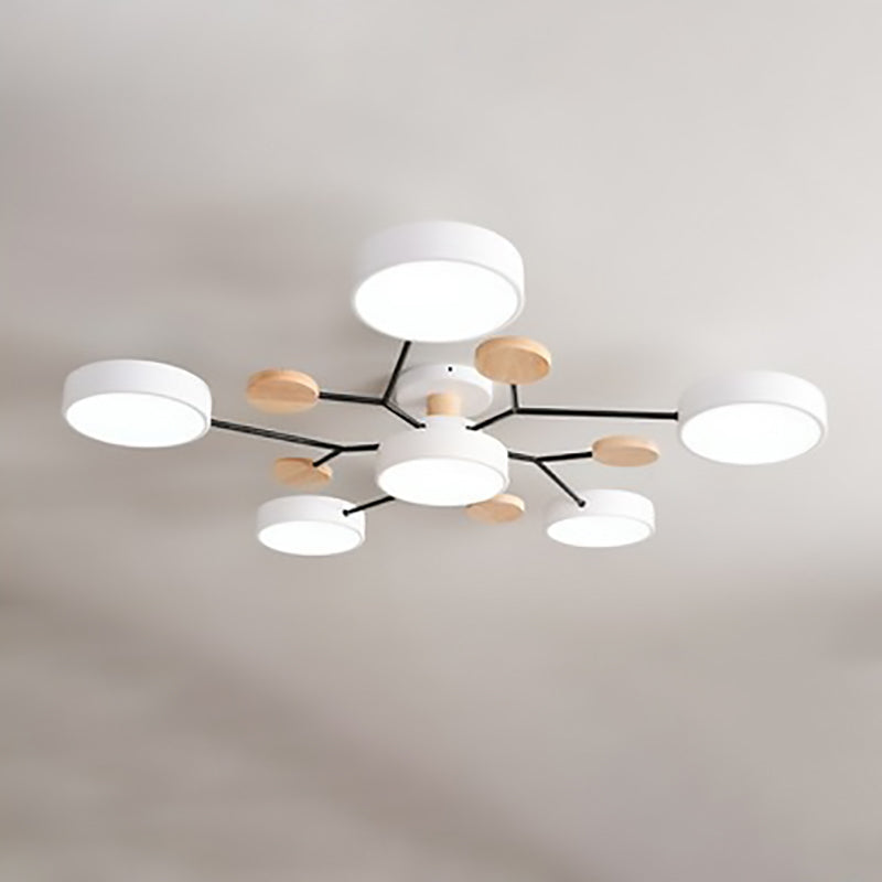 Lustre semi-encastré contemporain scandinave à design de branche moléculaire ronde LED pour salon 