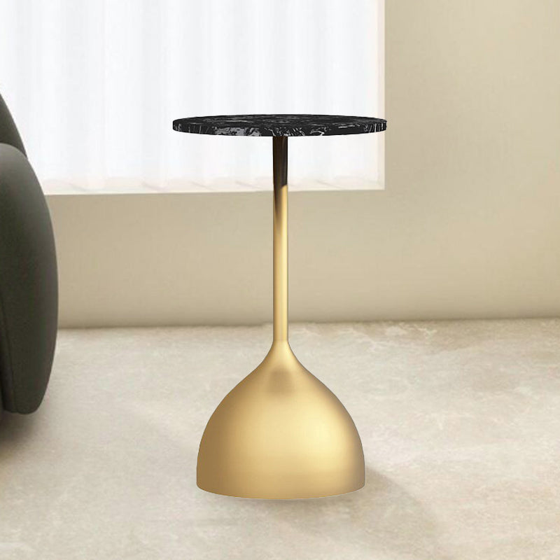 Mesa Auxiliar Redonda de Hierro y Mármol Minimalista Moderna para Sala de Estar 