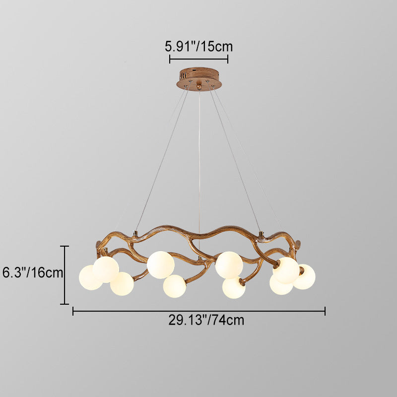 Zeitgenössische kreative runde Baum Zweig Hardware Glas 6/8/10/12 Licht Kronleuchter für Wohnzimmer 