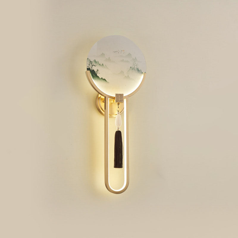 Modern Transitional Round Fawn All Copper Glass Silicone LED Wall Sconce Lamp For Living Room