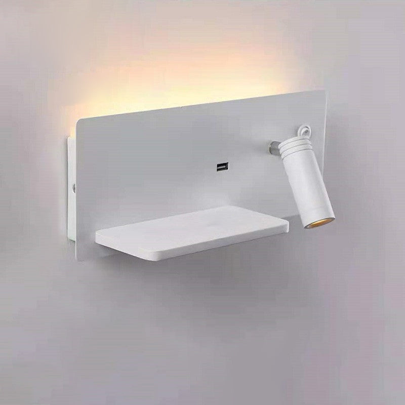 مصباح حائط عصري صناعي مستطيل LED قابل للشحن عبر USB قابل للدوران لغرفة النوم 