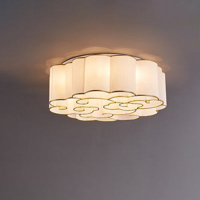 Traditionelle chinesische Eisen Stoff Runde Wolke 5/6/7/9/12/13 Licht Unterputz Deckenleuchte für Schlafzimmer 