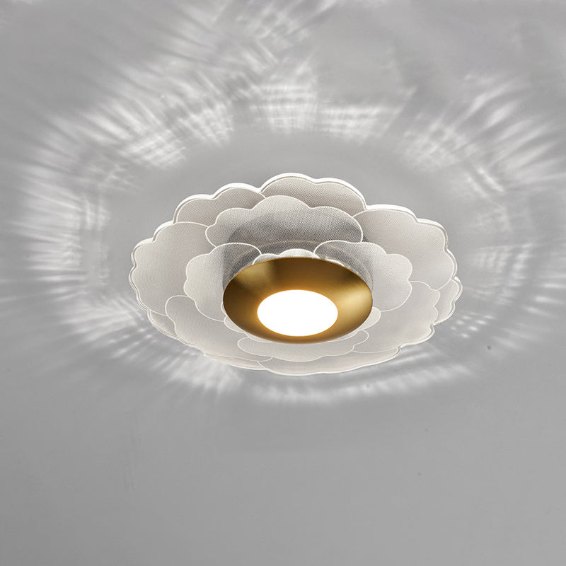 Lustre semi-encastré LED en acrylique à motif géométrique circulaire vertical de luxe contemporain pour salon 