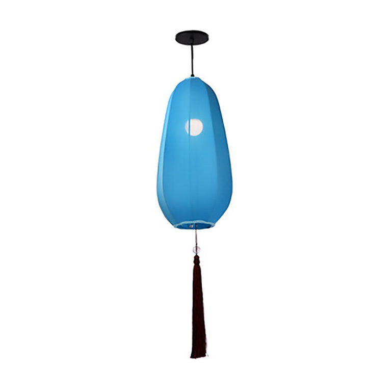 Lanterne chinoise traditionnelle en tissu et fer 1 lumière, suspension pour chambre à coucher 