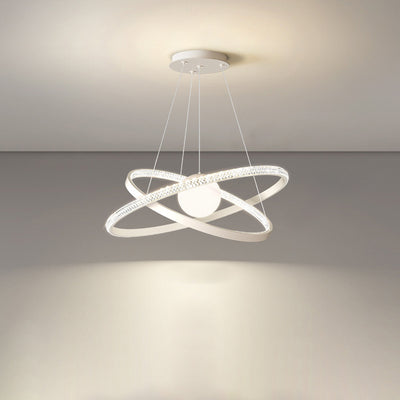 Lustre LED en fer et silicone à double cercle de luxe contemporain pour salon 