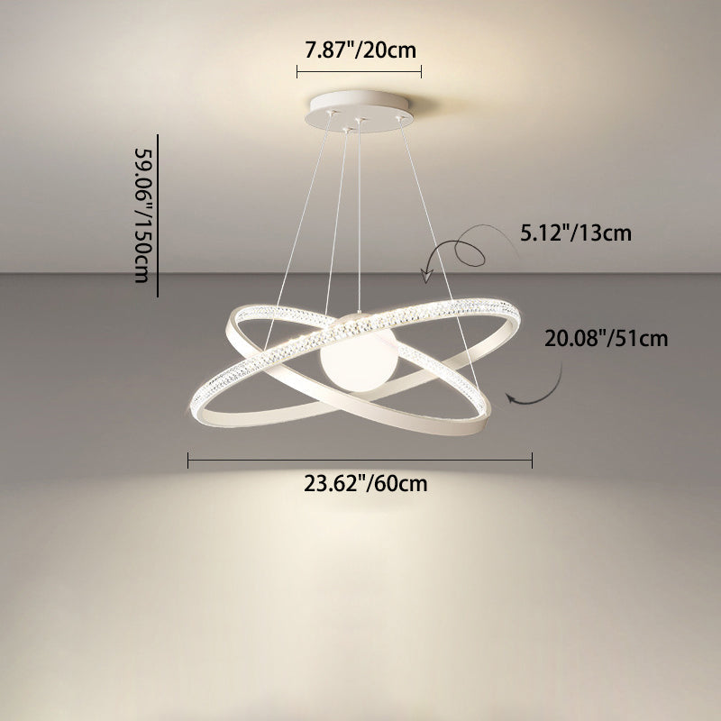 Zeitgenössischer Luxus-Doppelkreis-Ring Eisen Silikon LED Kronleuchter für Wohnzimmer 