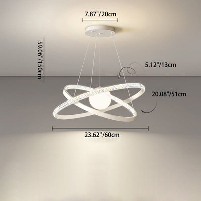 Lustre LED en fer et silicone à double cercle de luxe contemporain pour salon 