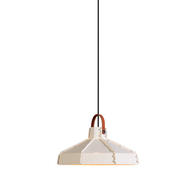 Lustre suspendu contemporain industriel rond cylindrique trapézoïdal en fer à 1 lumière pour salon 