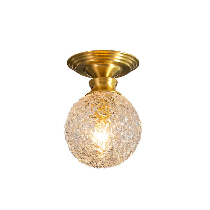 Nordisches Licht Luxus Vollkupfer Glasschirm 1-Licht Halb bündige Deckenleuchte 