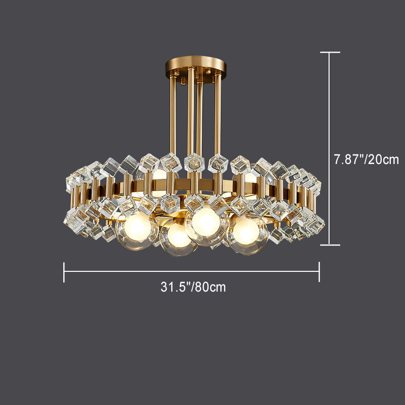 Moderner Luxus Gold Finish Rahmen Bunte Glas Schatten 6/8/10-Licht Kronleuchter Für Wohnzimmer 