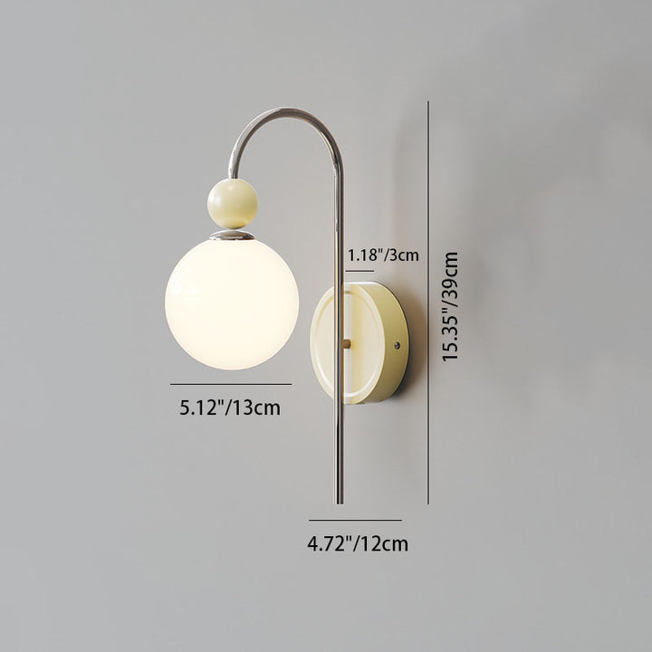 Applique murale traditionnelle française en fer avec boule ronde en verre à 1 lumière pour chambre 