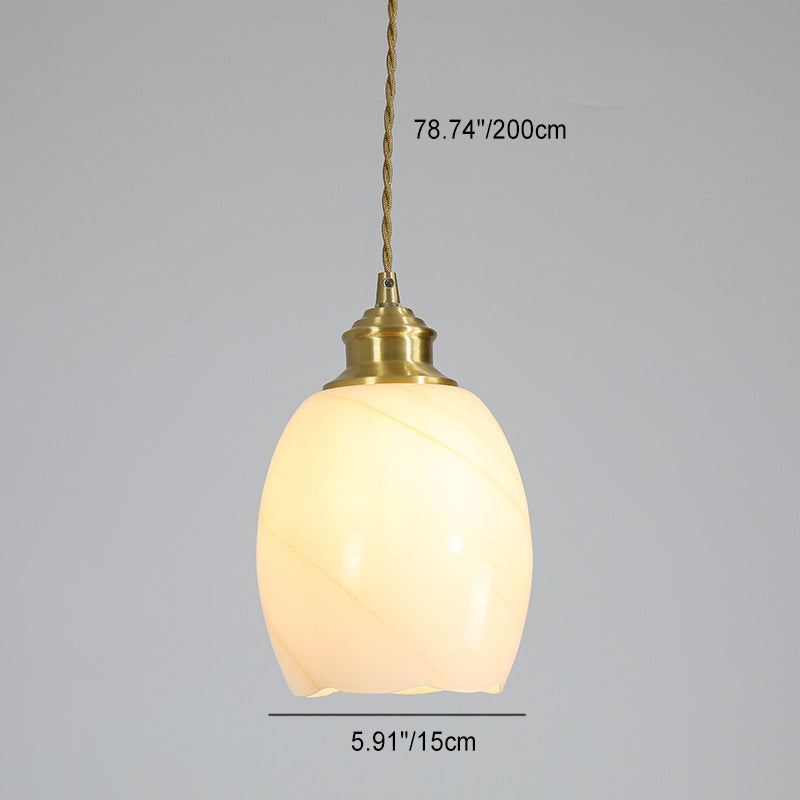 Lámpara colgante de 1 luz de vidrio de latón en forma de flor minimalista moderna para dormitorio 