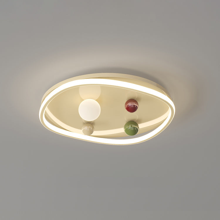 Plafonnier LED rond en fer scandinave contemporain pour salon 