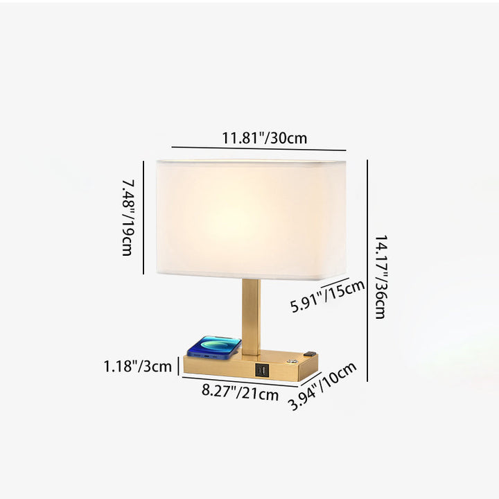 Moderne minimalistische rechteckige Stoff Eisen 1-Licht Tischlampe für Wohnzimmer 