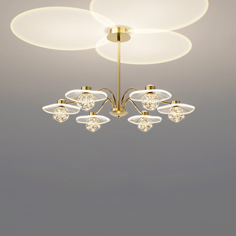 Matériel de projection créatif contemporain pour coucher de soleil, feuille de lotus, lustre LED en acrylique pour salon 