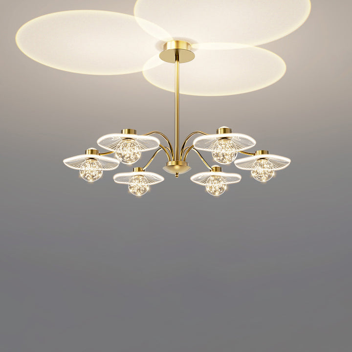 Matériel de projection créatif contemporain pour coucher de soleil, feuille de lotus, lustre LED en acrylique pour salon 