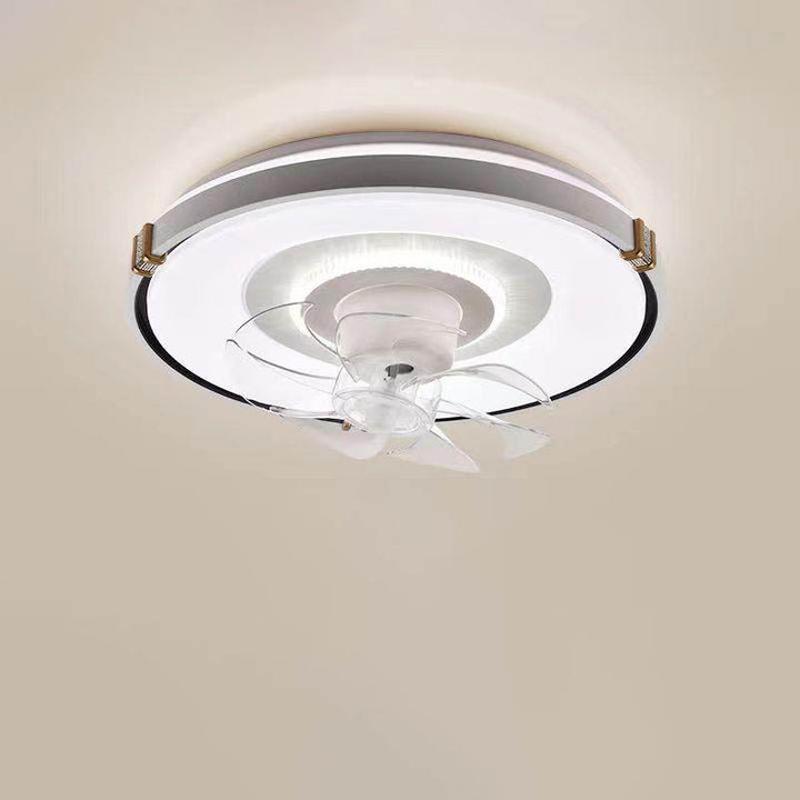 Moderner minimalistischer runder Hardware-LED-Deckenventilator mit Deckenleuchte für das Wohnzimmer 