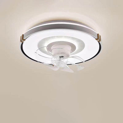 Moderner minimalistischer runder Hardware-LED-Deckenventilator mit Deckenleuchte für das Wohnzimmer 