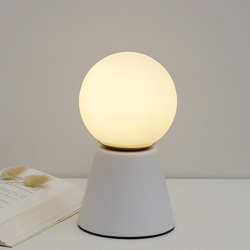 Modern Creative Orb Moon Ceramic Glass USB LED Night Light Table Lamp