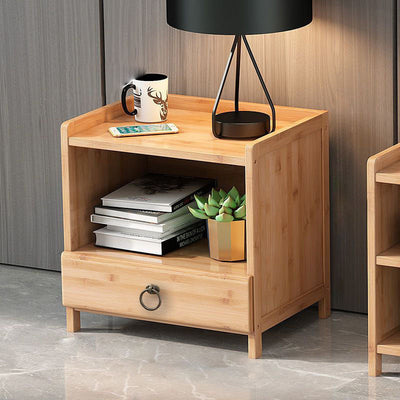 Table de chevet rectangulaire minimaliste moderne en bois massif avec 1/3 tiroir pour chambre 