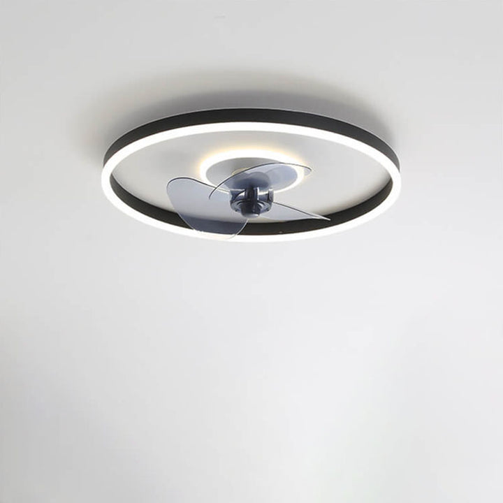 Contemporary Nordic Round Iron Silicone Aluminum Invisible LED Flush Mount Ceiling Fan Light For Living Room &amp; Bedroom