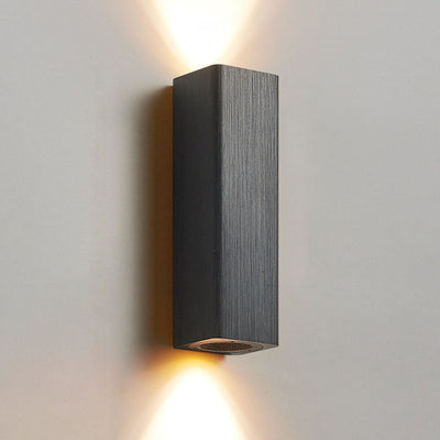 Nordic Minimalist Brushed Aluminum Rectangular Column LED Wall Sconce Lamp