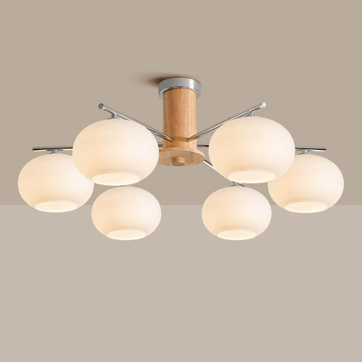 Candelabro de 3/5/6/8 luces con rayas de vidrio y herrajes de madera de simplicidad moderna para sala de estar 