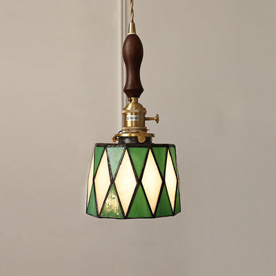 Modern Creative Minimalist Stained Glass Cylinder 1-Light Pendant Light