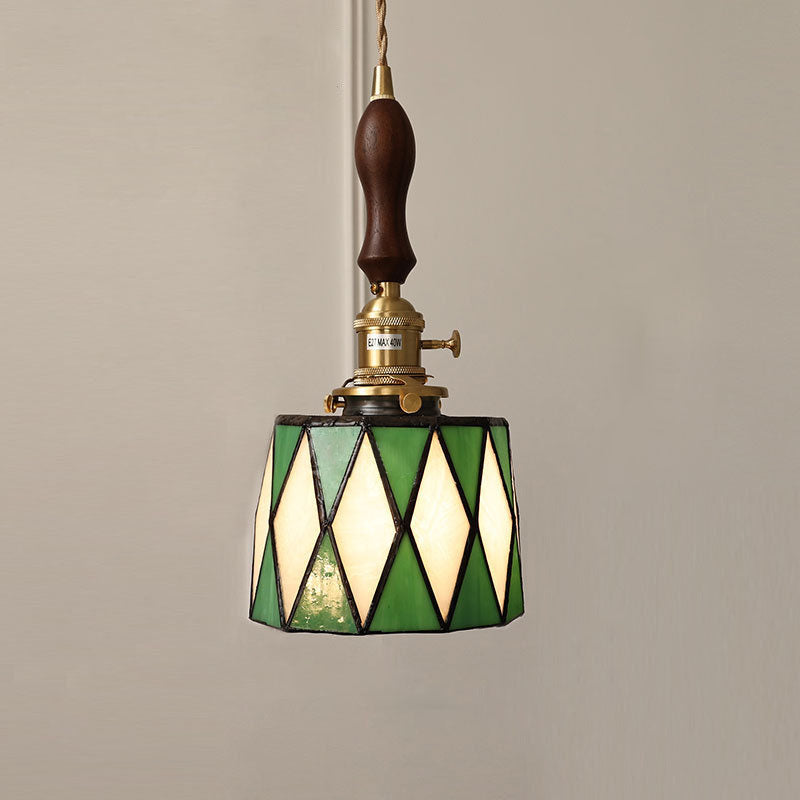 Modern Creative Minimalist Stained Glass Cylinder 1-Light Pendant Light