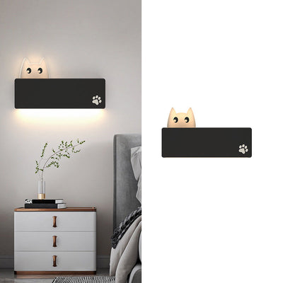 Applique Murale LED en Fer Rectangulaire avec Motif de Chat Animal de Dessin Animé Simplicité Moderne pour Salon 