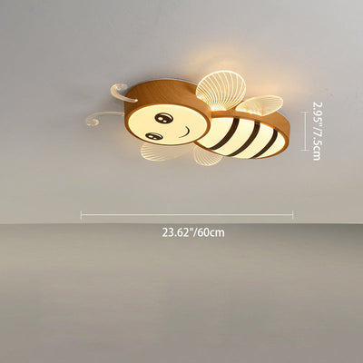 مصباح سقف للأطفال عصري بإضاءة LED من الأكريليك على شكل طائرة نحلة كرتونية بتصميم خشبي إبداعي لغرفة المعيشة 