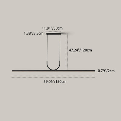 ثريات حديثة بسيطة من الألومنيوم والألياف الأكريليك على شكل شريط طويل مزودة بإضاءة LED لغرفة الطعام 