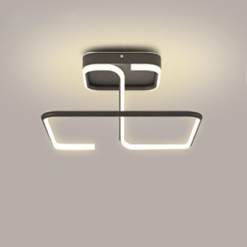 Modern Minimalist Aluminum Alloy Acrylic Lines LED Semi-Flush Mount Ceiling Light For Bedroom